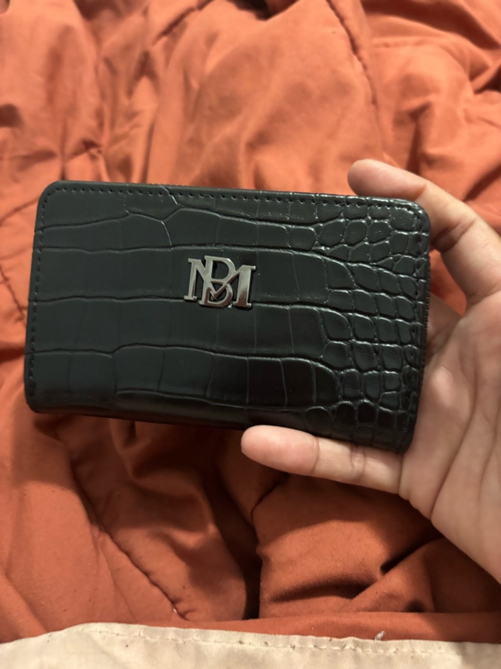 Badgley Mischka Black Croc-Embossed Wallet